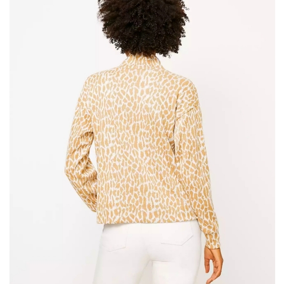 Loft Animal Print Mock Neck Long Sleeves Top - Picture 3 of 5